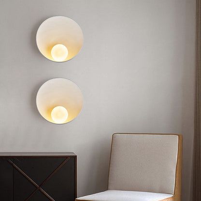 Round Resin and Iron Wall Sconce with Frosted Glass