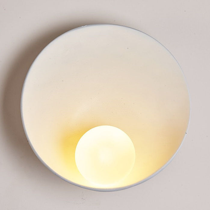 Round Resin and Iron Wall Sconce with Frosted Glass