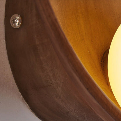 Round Resin and Iron Wall Sconce with Frosted Glass
