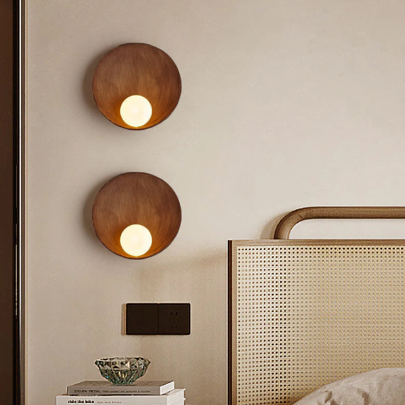 Round Resin and Iron Wall Sconce with Frosted Glass