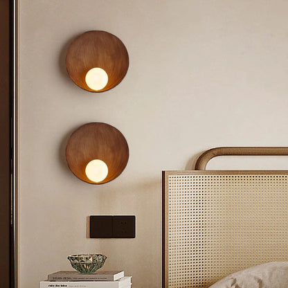 Round Resin and Iron Wall Sconce with Frosted Glass