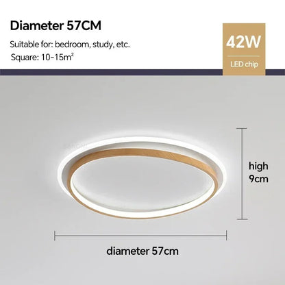 Round Walnut and Gold LED Ceiling Light
