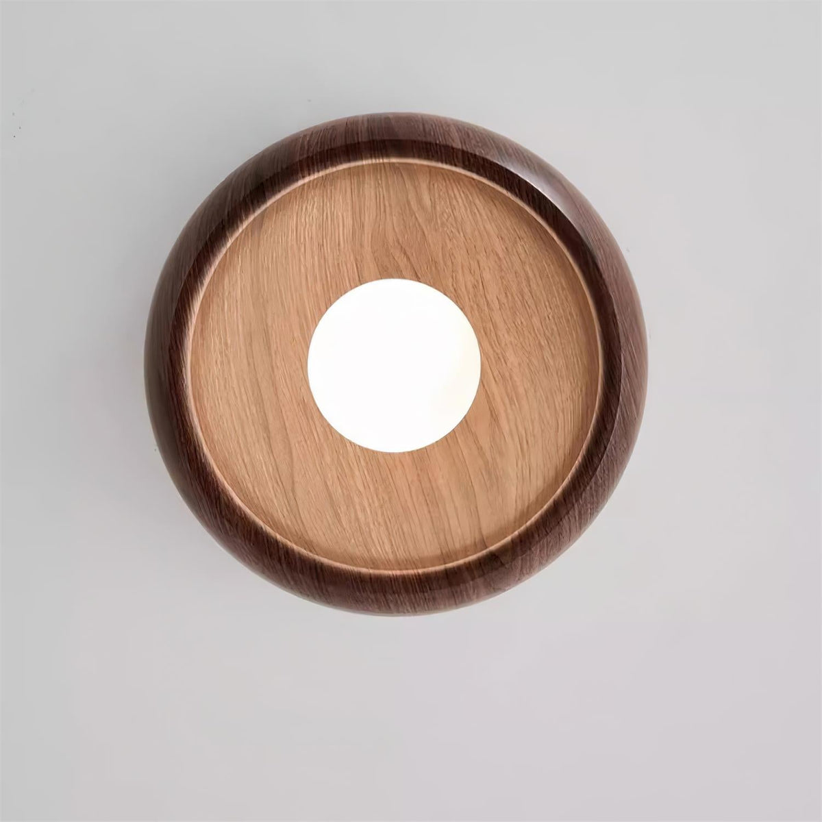 Lampada LED da soffitto rotonda in legno