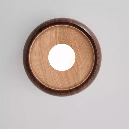 Lampada LED da soffitto rotonda in legno