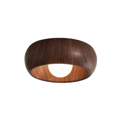 Lampada LED da soffitto rotonda in legno