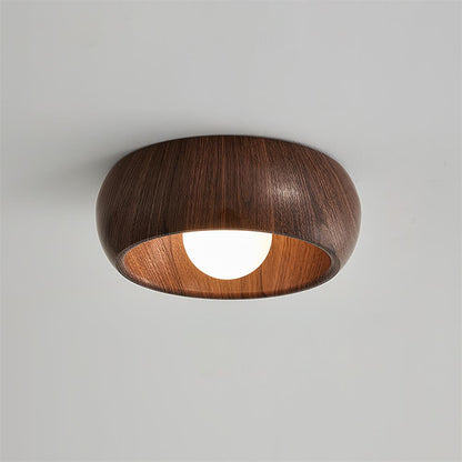 Lampada LED da soffitto rotonda in legno