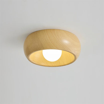 Lampada LED da soffitto rotonda in legno