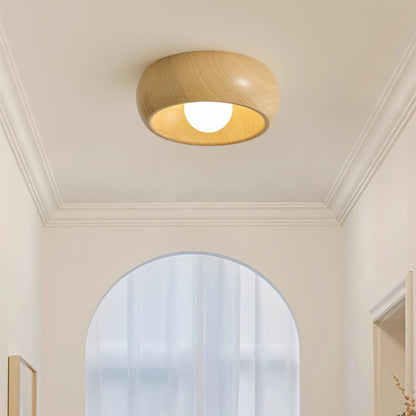Lampada LED da soffitto rotonda in legno