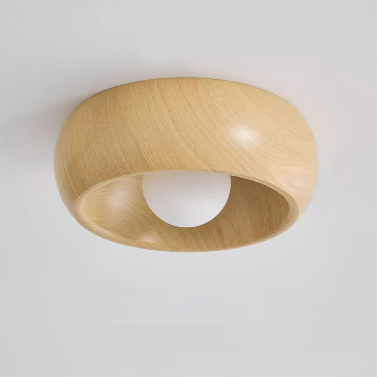 Lampada LED da soffitto rotonda in legno