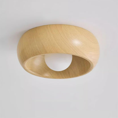 Lampada LED da soffitto rotonda in legno