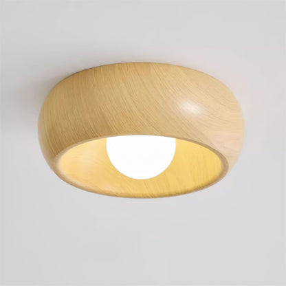 Lampada LED da soffitto rotonda in legno
