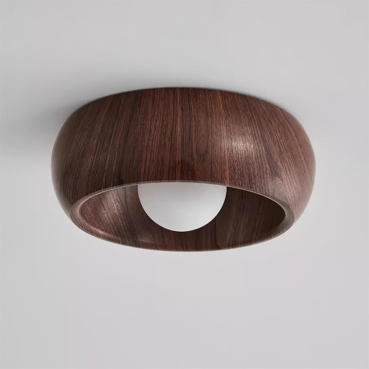 Lampada LED da soffitto rotonda in legno