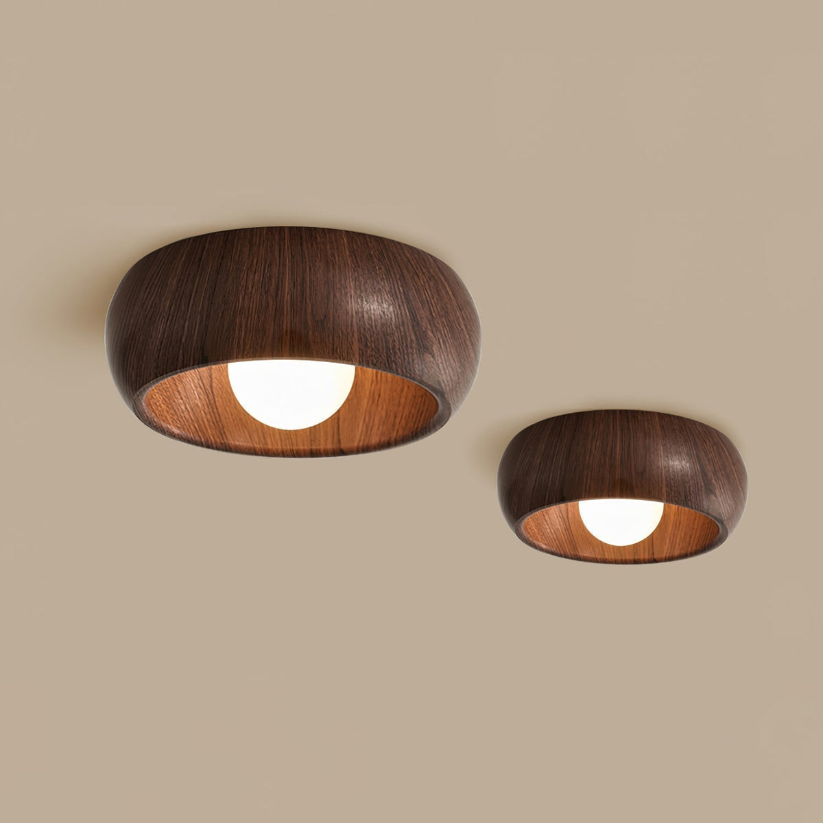 Lampada LED da soffitto rotonda in legno