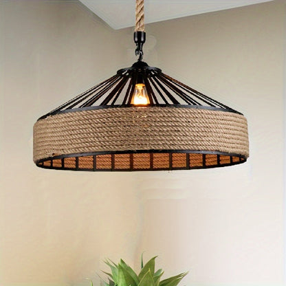 Rustic Hemp Rope Pendant Ceiling Light
