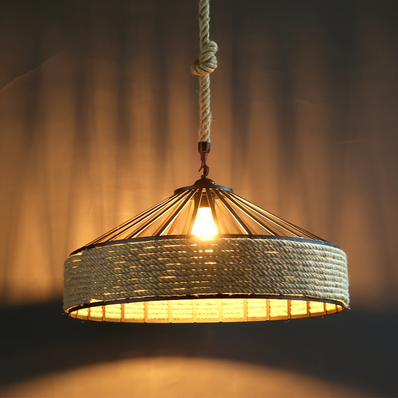 Rustic Hemp Rope Pendant Ceiling Light