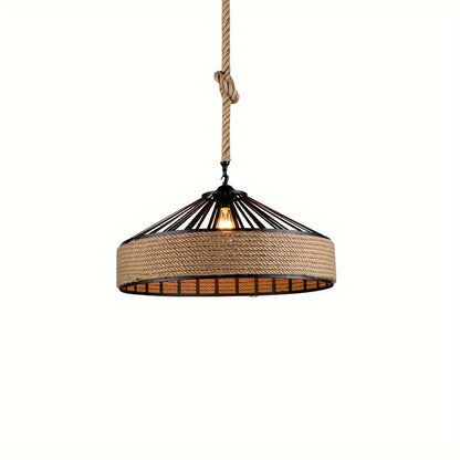 Rustic Hemp Rope Pendant Ceiling Light