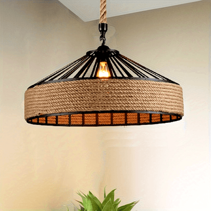 Rustic Hemp Rope Pendant Ceiling Light