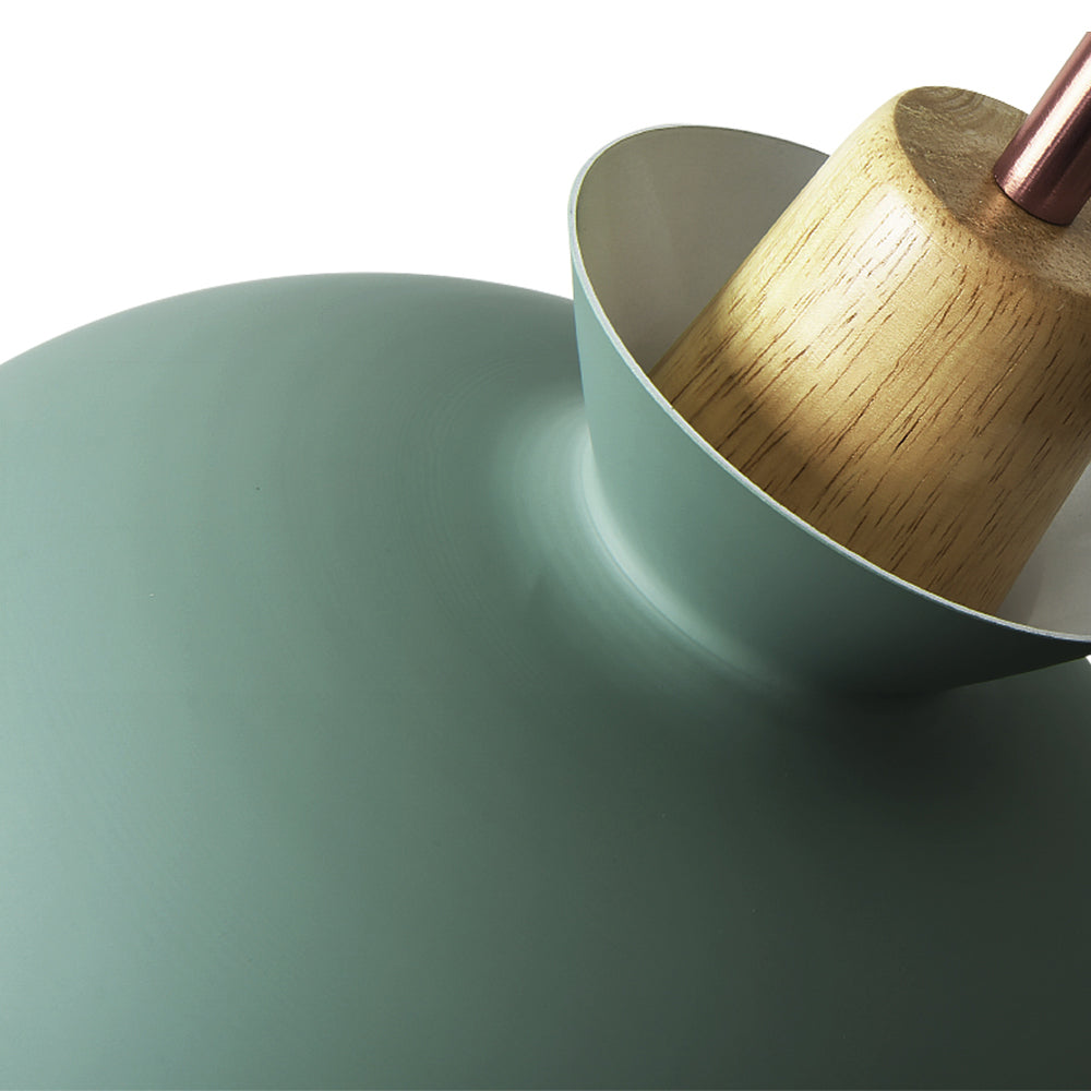 Scandinavian Dome Pendant Light with Wood Accent