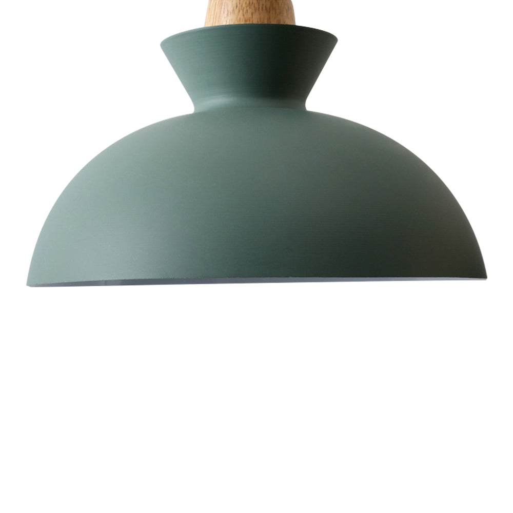 Scandinavian Dome Pendant Light with Wood Accent