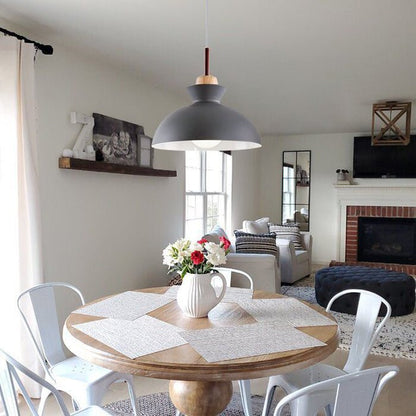Scandinavian Dome Pendant Light with Wood Accent