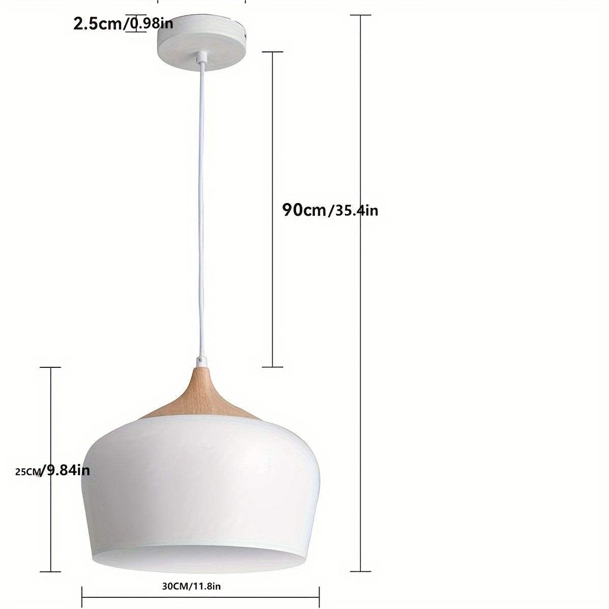 Scandinavian Iron Pendant Light with Wood Grain Accent