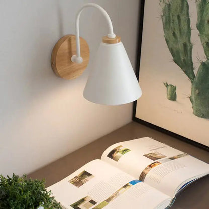 Scandinavian Wood and Iron E27 Wall Sconce