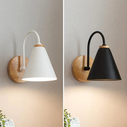 Scandinavian Wood and Iron E27 Wall Sconce