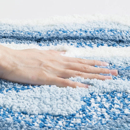 Seaside Footprint Bath Mat with Soft Microfiber and Non Slip Backing