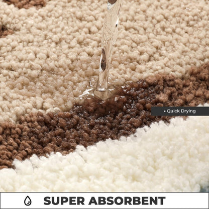 Seaside Footprint Bath Mat with Soft Microfiber and Non Slip Backing