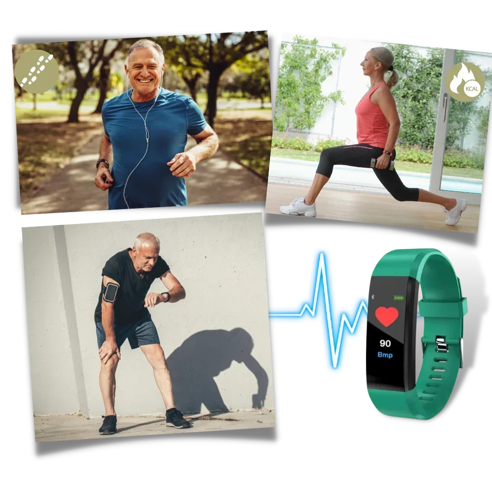 Senior Smartwatch with Heart Rate and Blood Pressure Tracking