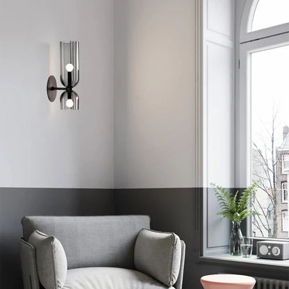 Smoked Glass Tube Wall Lamp with Dual Light