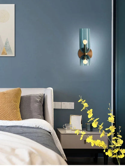 Smoked Glass Tube Wall Lamp with Dual Light