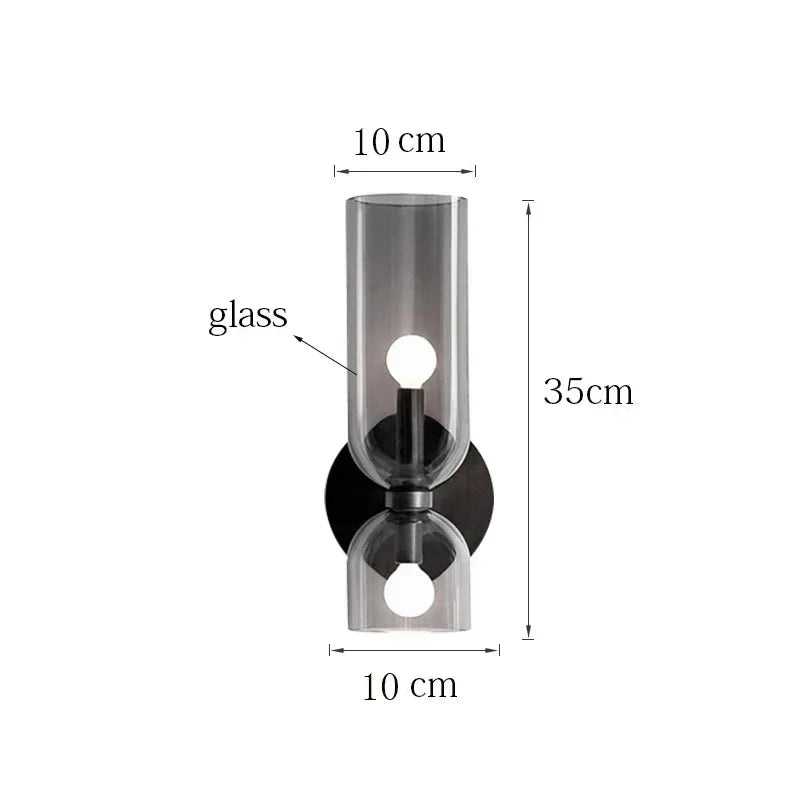 Smoked Glass Tube Wall Lamp with Dual Light