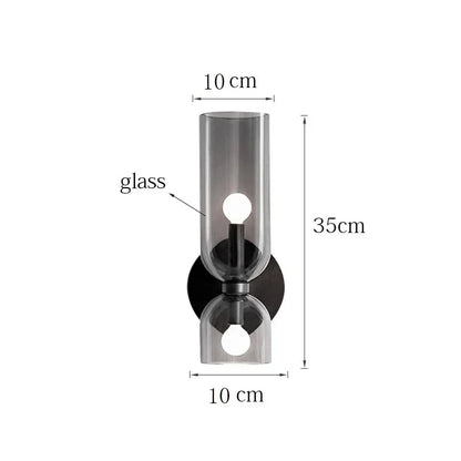 Smoked Glass Tube Wall Lamp with Dual Light
