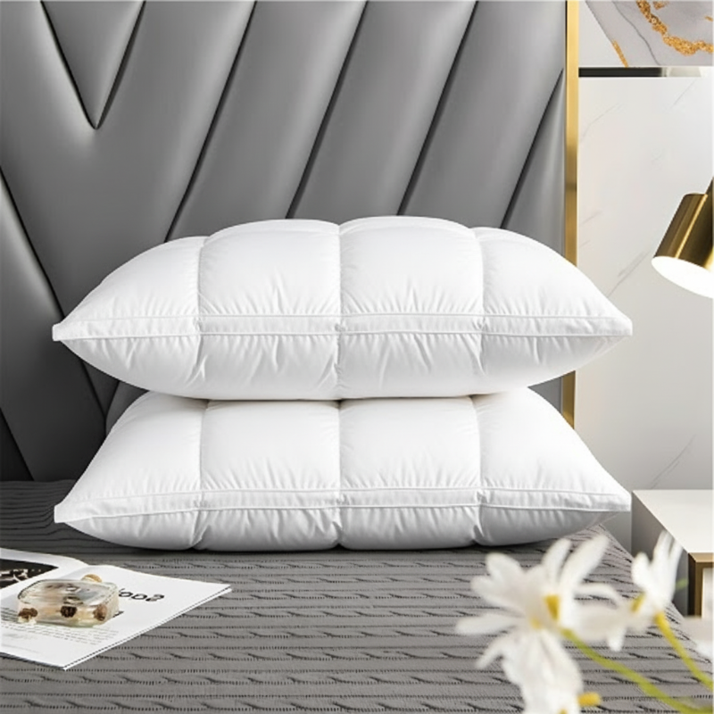 Soft Goose Down Pillow with Breathable Hypoallergenic Filling for Comfortable Sleep