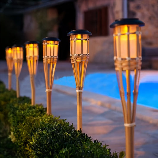 Solar Bamboo Flame Garden Lights 2-Pack