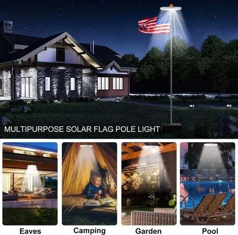 Solar LED Flagpole Light with 26 SMD LEDs and Automatic Dusk Sensor