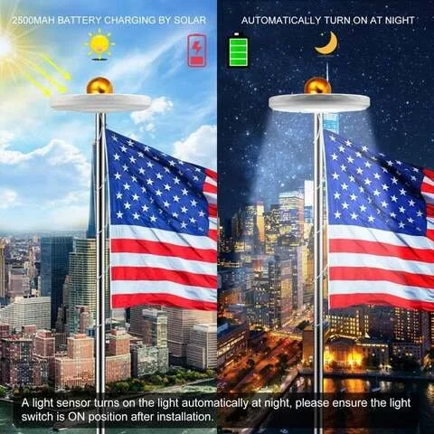 Solar LED Flagpole Light with 26 SMD LEDs and Automatic Dusk Sensor