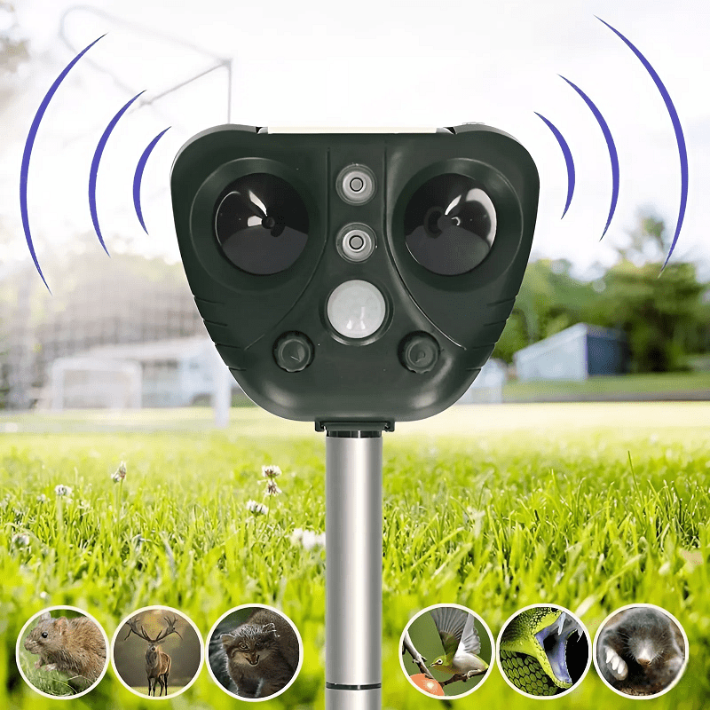 Solar Powered Ultrasonic Bird Repeller with Flashing LEDs and Adjustable Modes