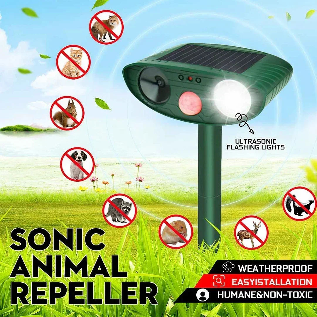 Solar Powered Ultrasonic Deer Repeller 4 Pack with Motion Detection
