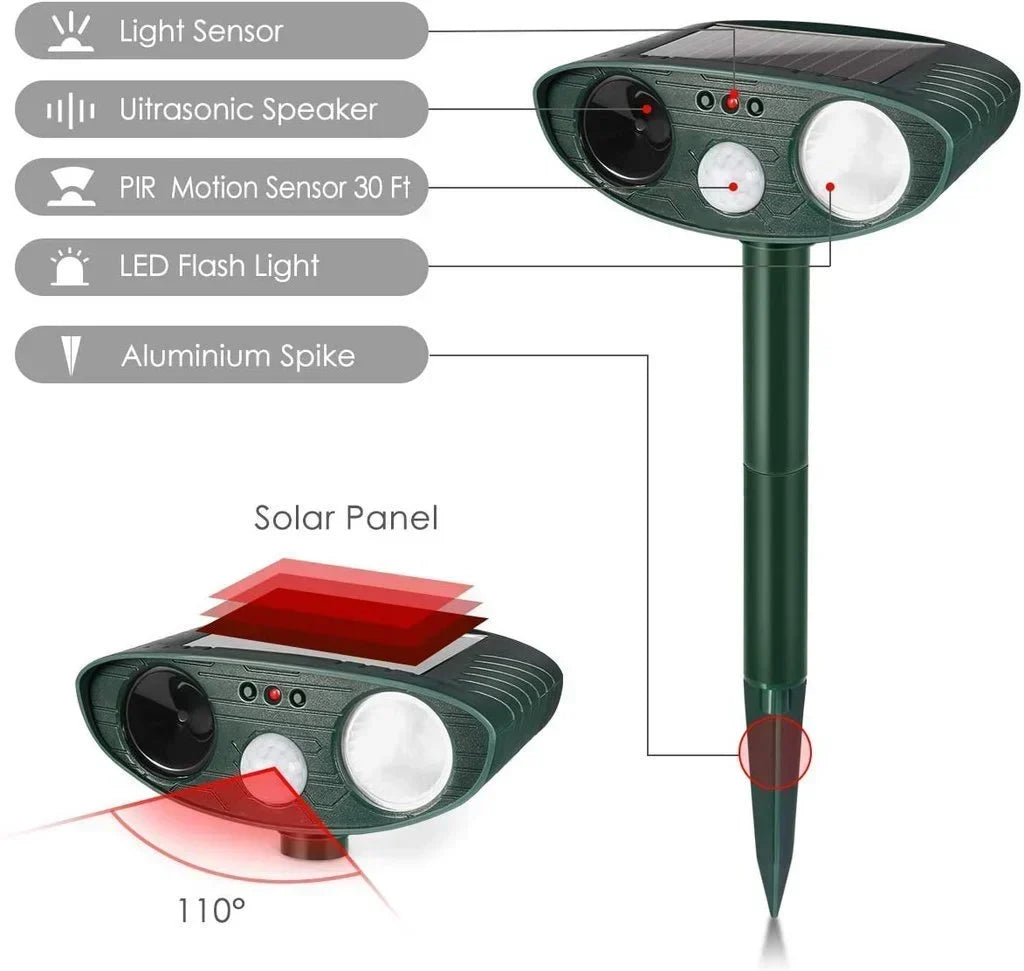 Solar Powered Ultrasonic Deer Repeller 4 Pack with Motion Detection