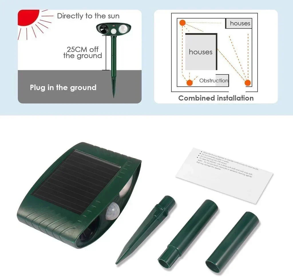Solar Powered Ultrasonic Deer Repeller 4 Pack with Motion Detection