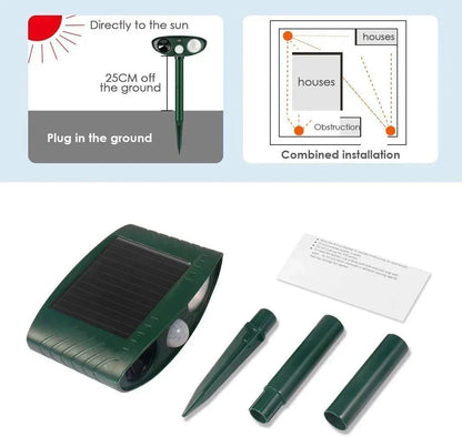 Solar Powered Ultrasonic Deer Repeller 4 Pack with Motion Detection