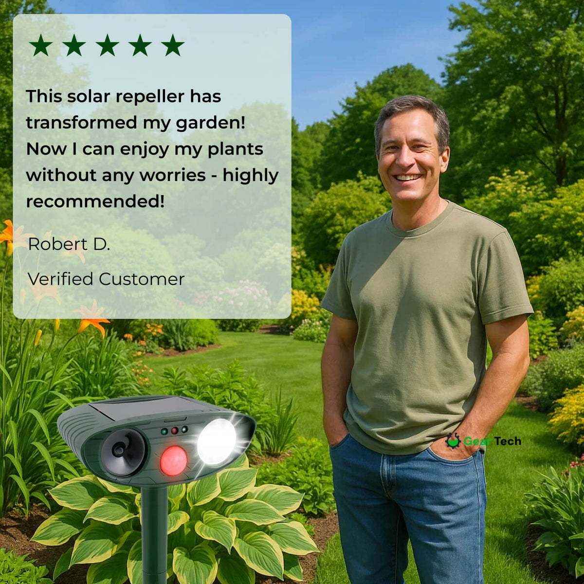 Solar Powered Ultrasonic Deer Repeller with Motion Sensor