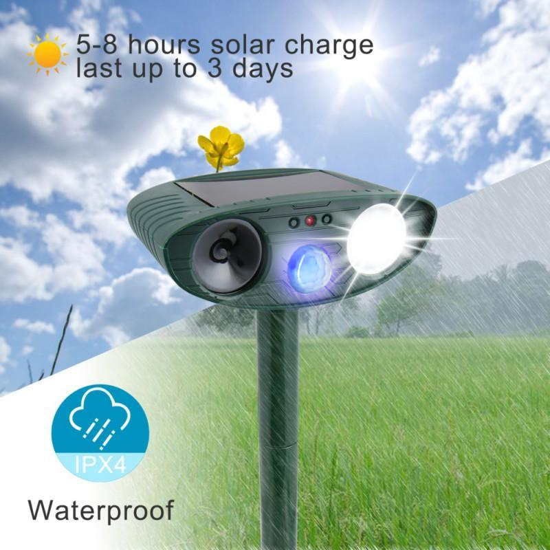 Solar Powered Ultrasonic Deer Repeller with Motion Sensor