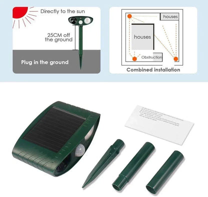 Solar Powered Ultrasonic Deer Repeller with Motion Sensor
