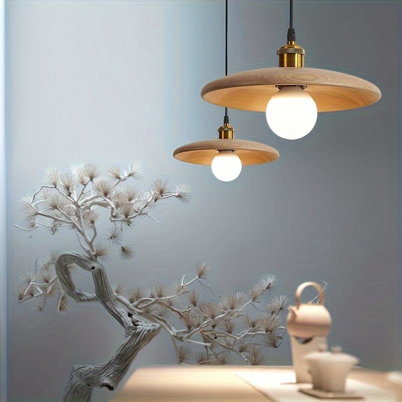 Solid Wood Nordic Pendant Light with Adjustable Suspension