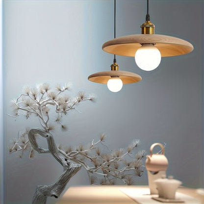 Solid Wood Nordic Pendant Light with Adjustable Suspension