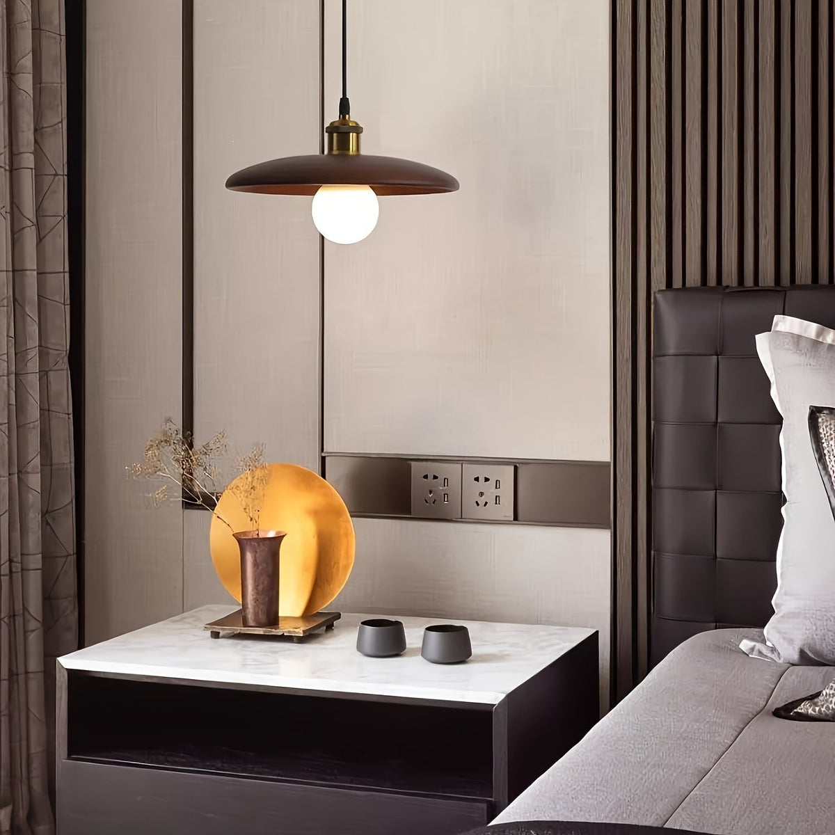 Solid Wood Nordic Pendant Light with Adjustable Suspension