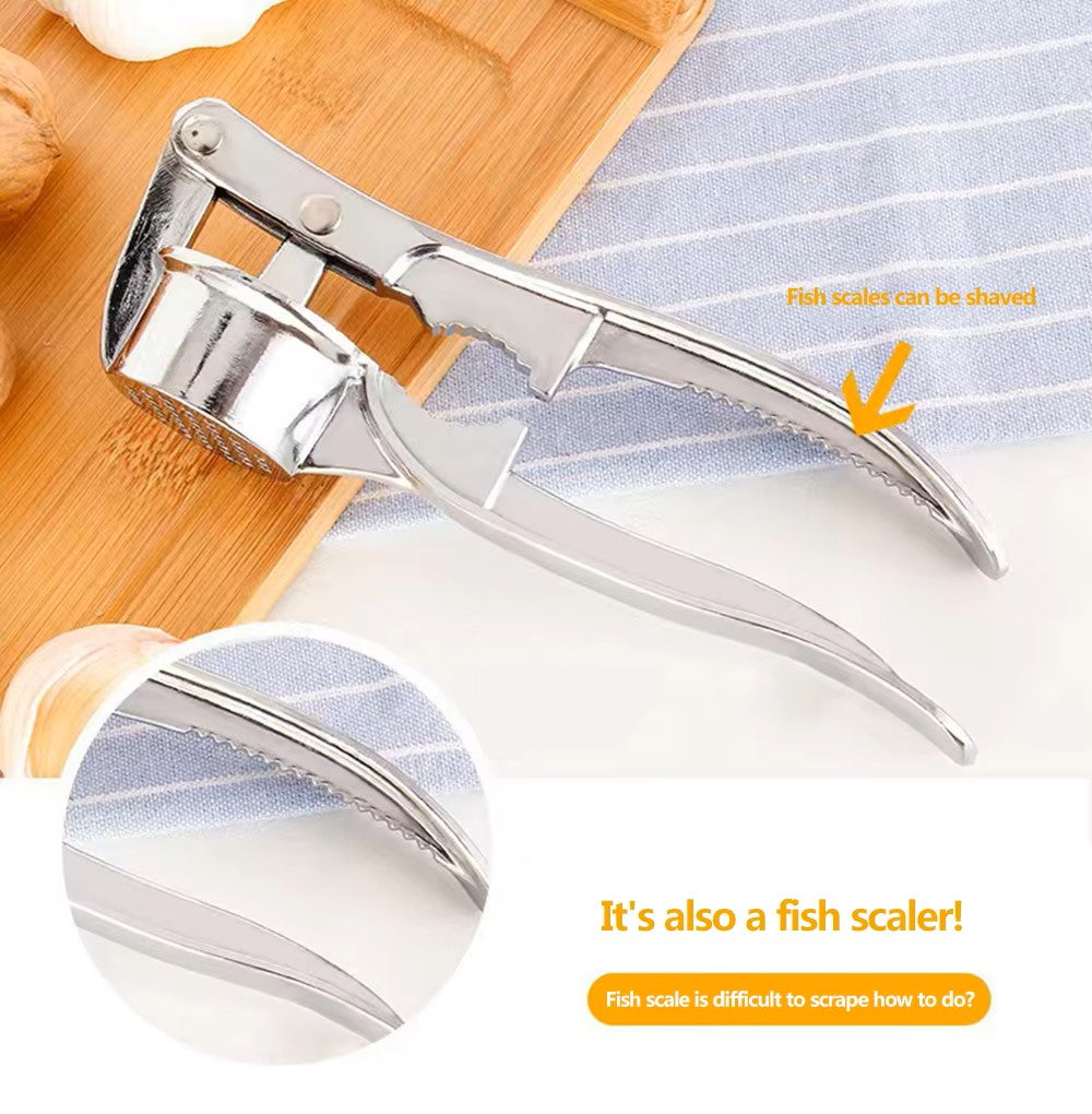 Stainless Steel Garlic Press with Ergonomic Easy Clean Design